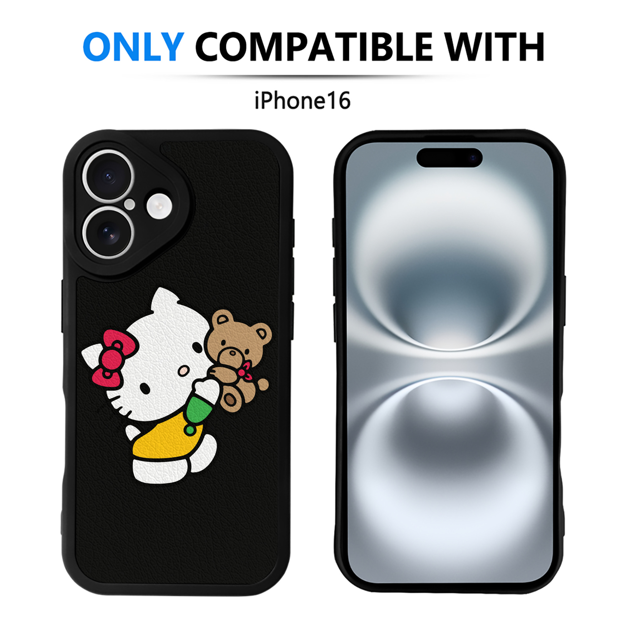 （画像用） Hello Kitty ハローキティ 【iPhone 16シリーズ対応】シリコンスマホケース（レザー調） 材質：シリコン